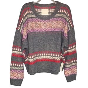 Lucky Brand Women’s Fair Isle Crewneck Sweater – Black Combo, XX-Large